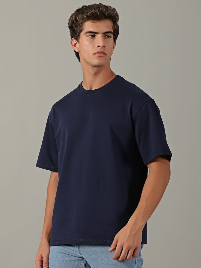 Men Navy Crew Neck Oversize Tshirt