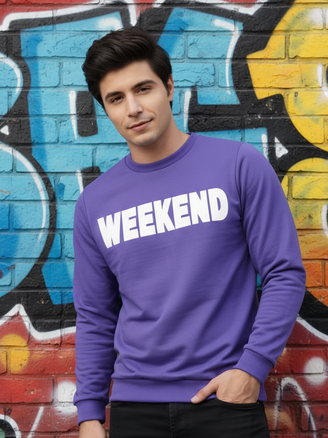 Men Purple Printed Sweatshirt