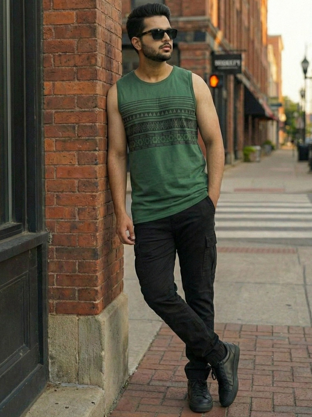 Men Green Printed T-shirt