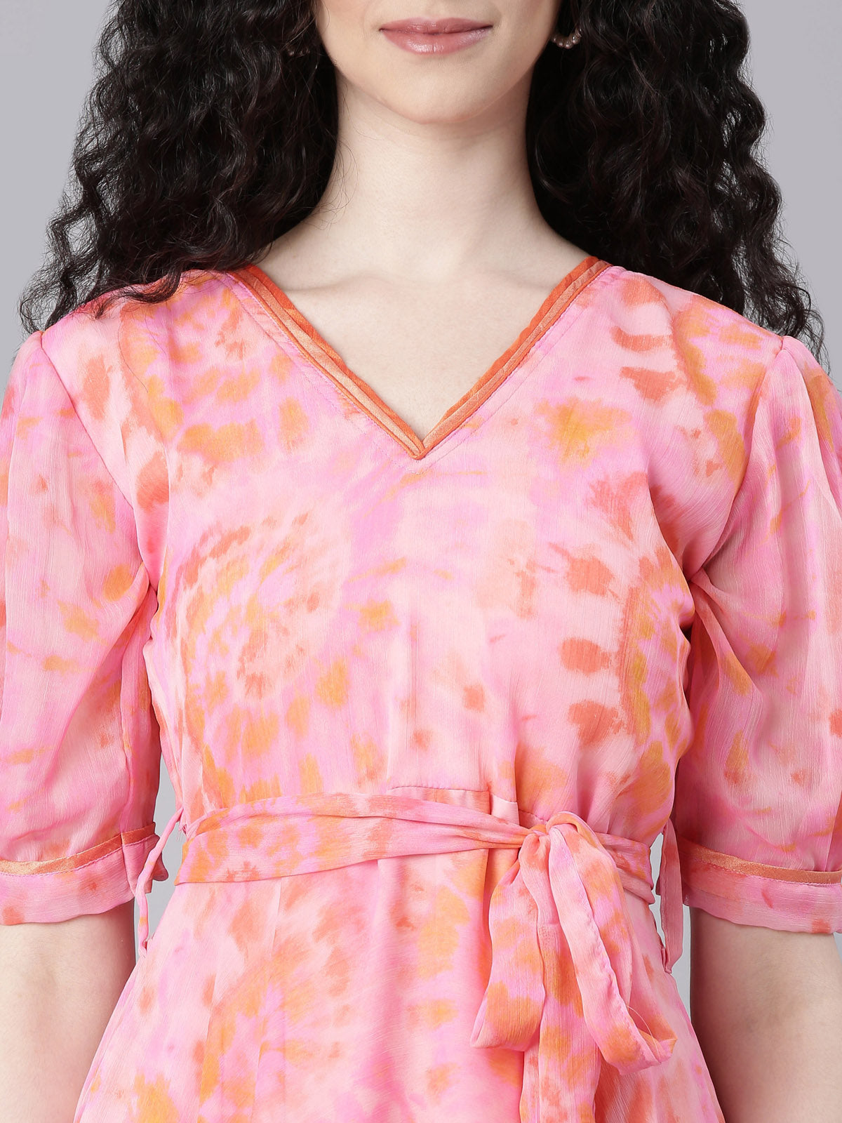 Women Pink Abstract Print Dress