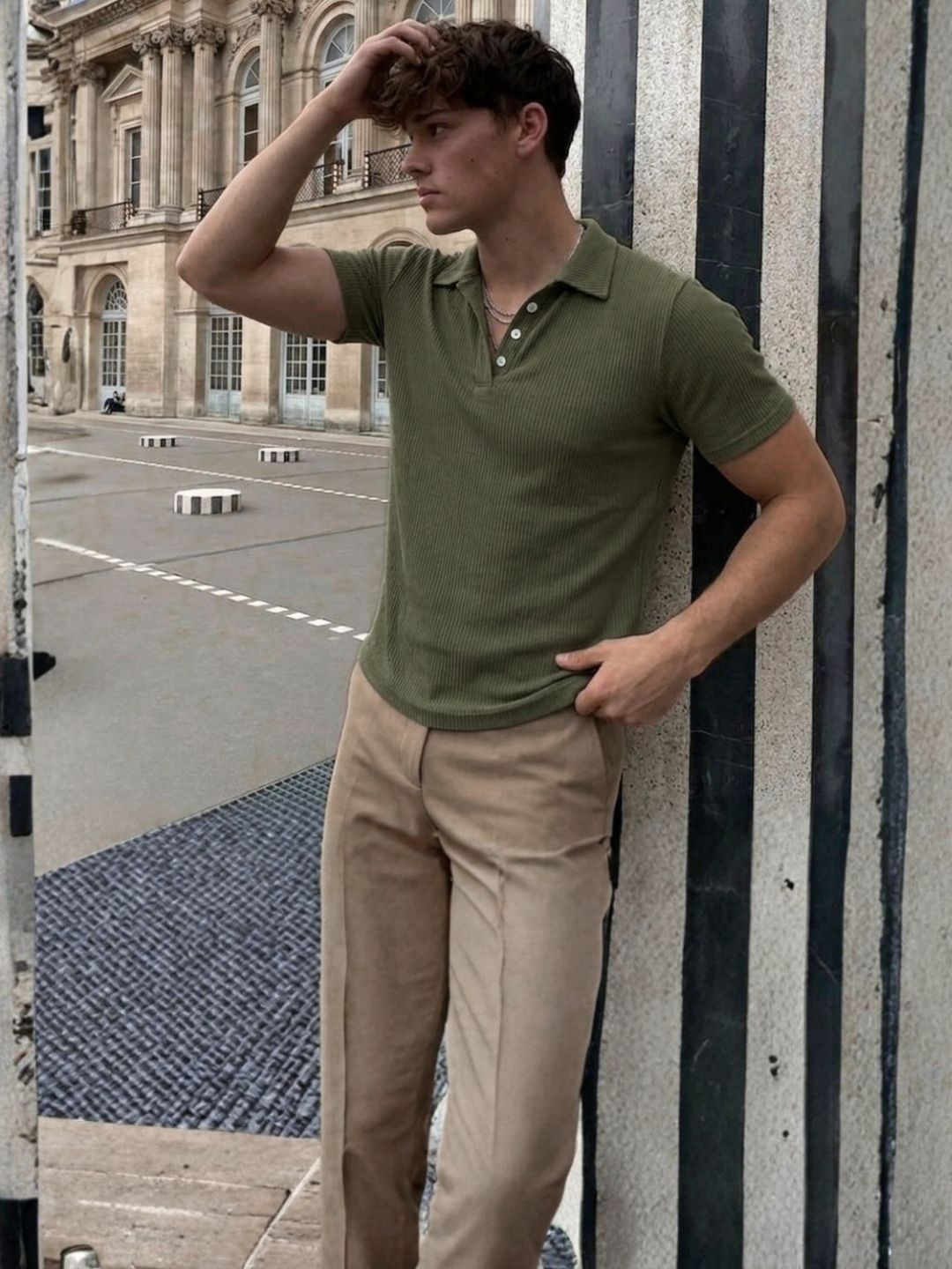 Men Green Polo T-Shirt