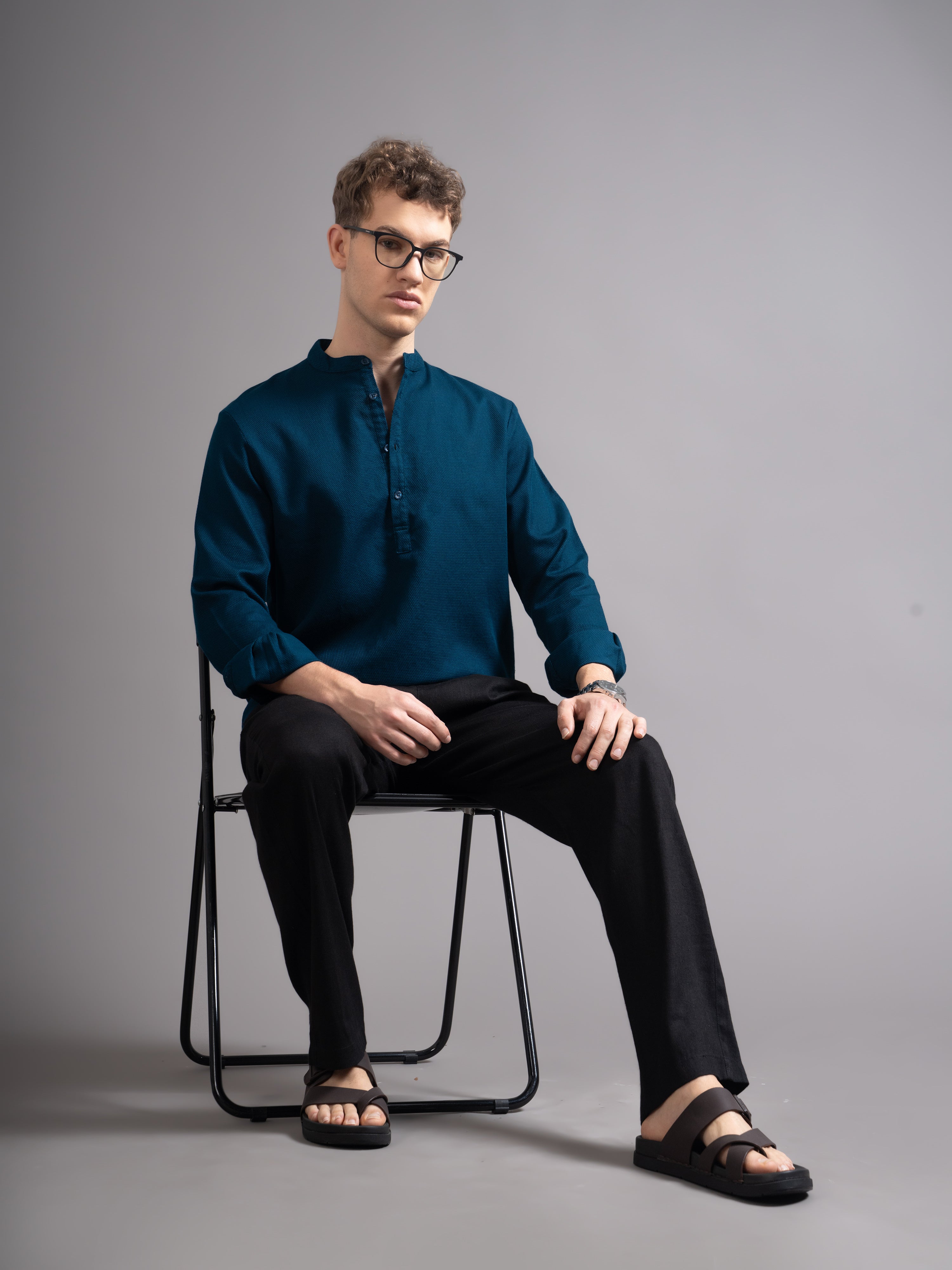 Men Teal Kurta Shirt