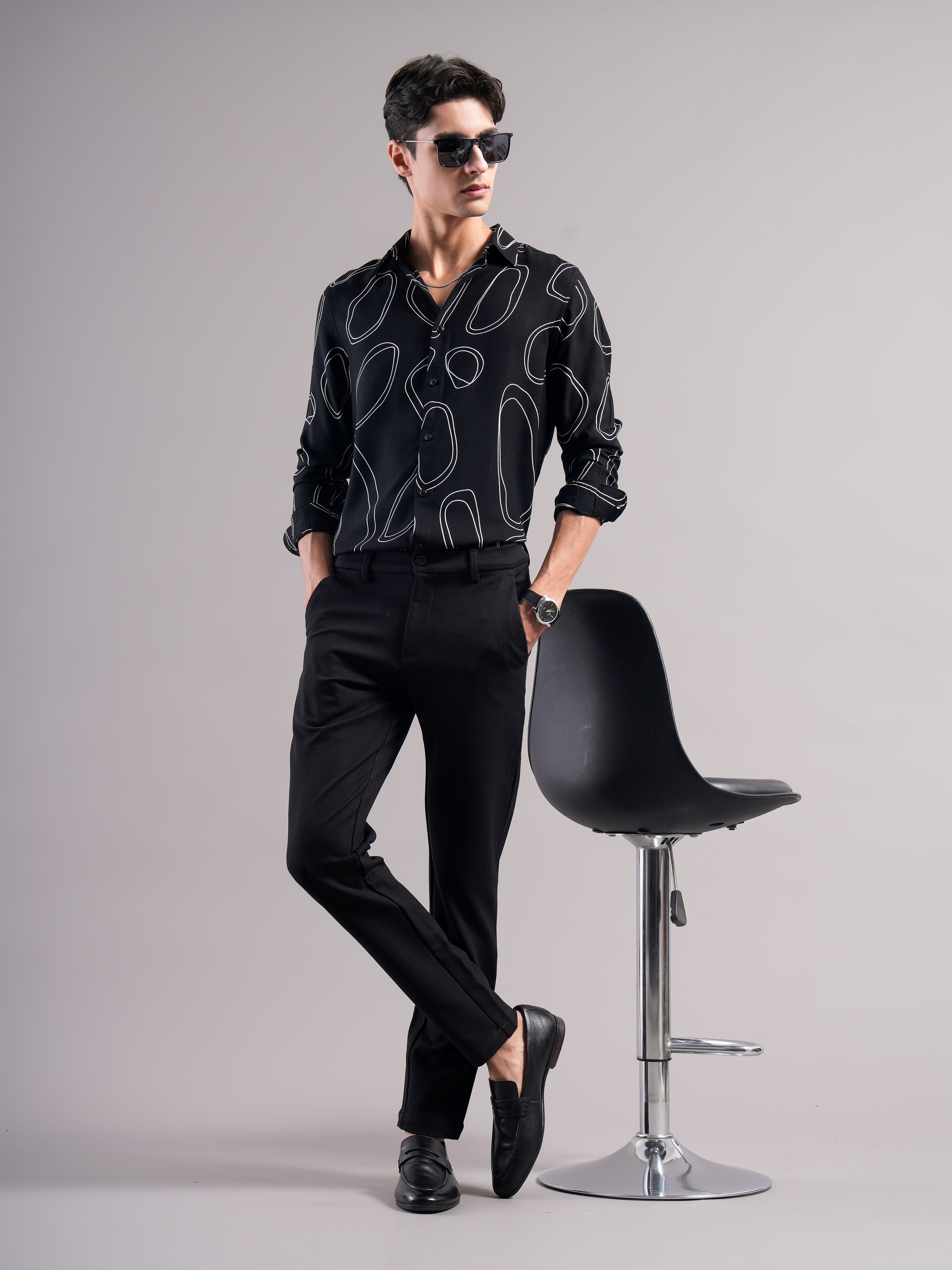 Men Black Printed Casual Shirt