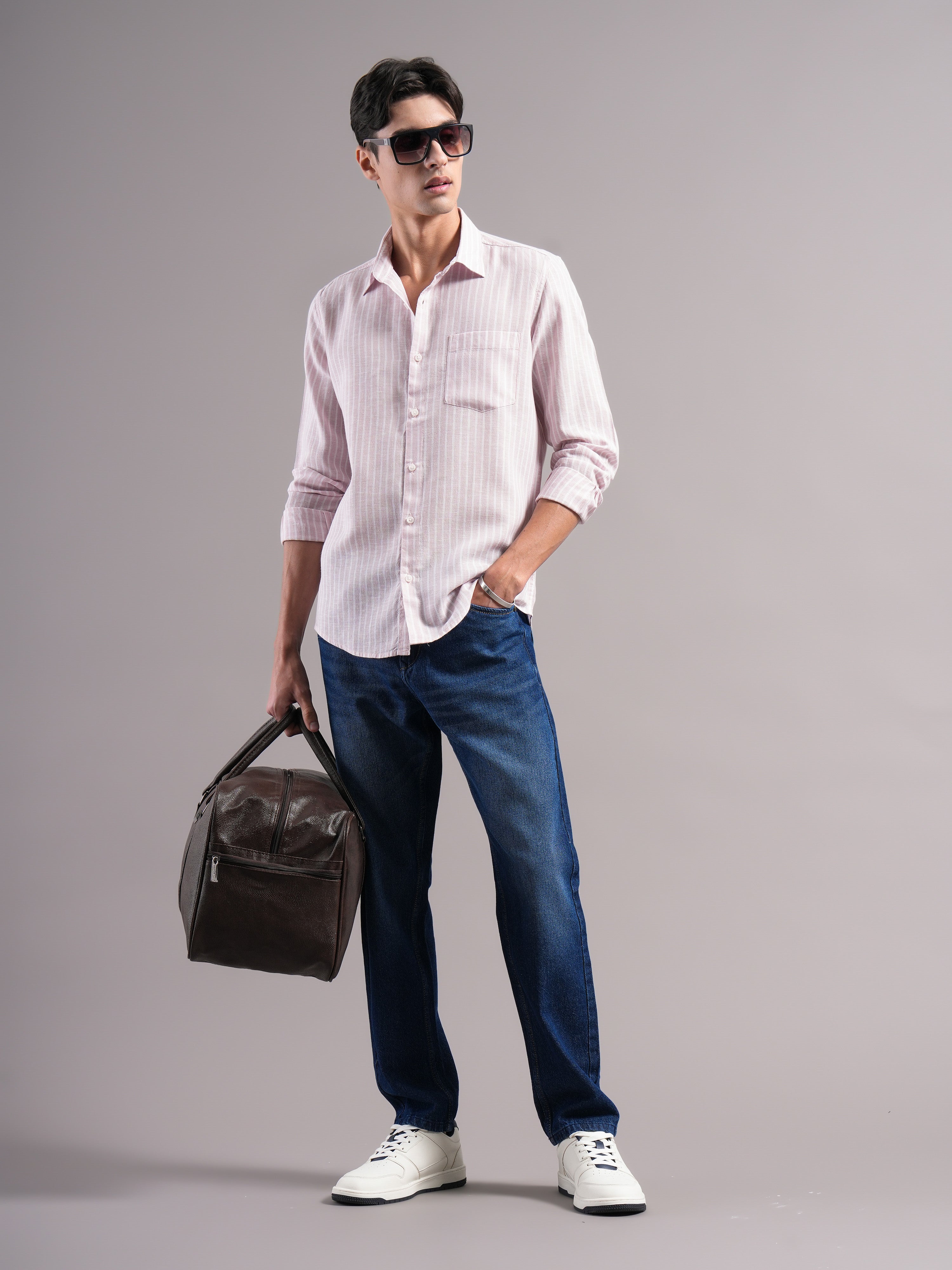 Men Lyocell Striped Shirts