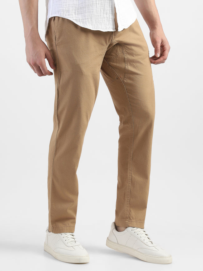Men Khaki Jogger with 5 Pockets Elasticated Waist
