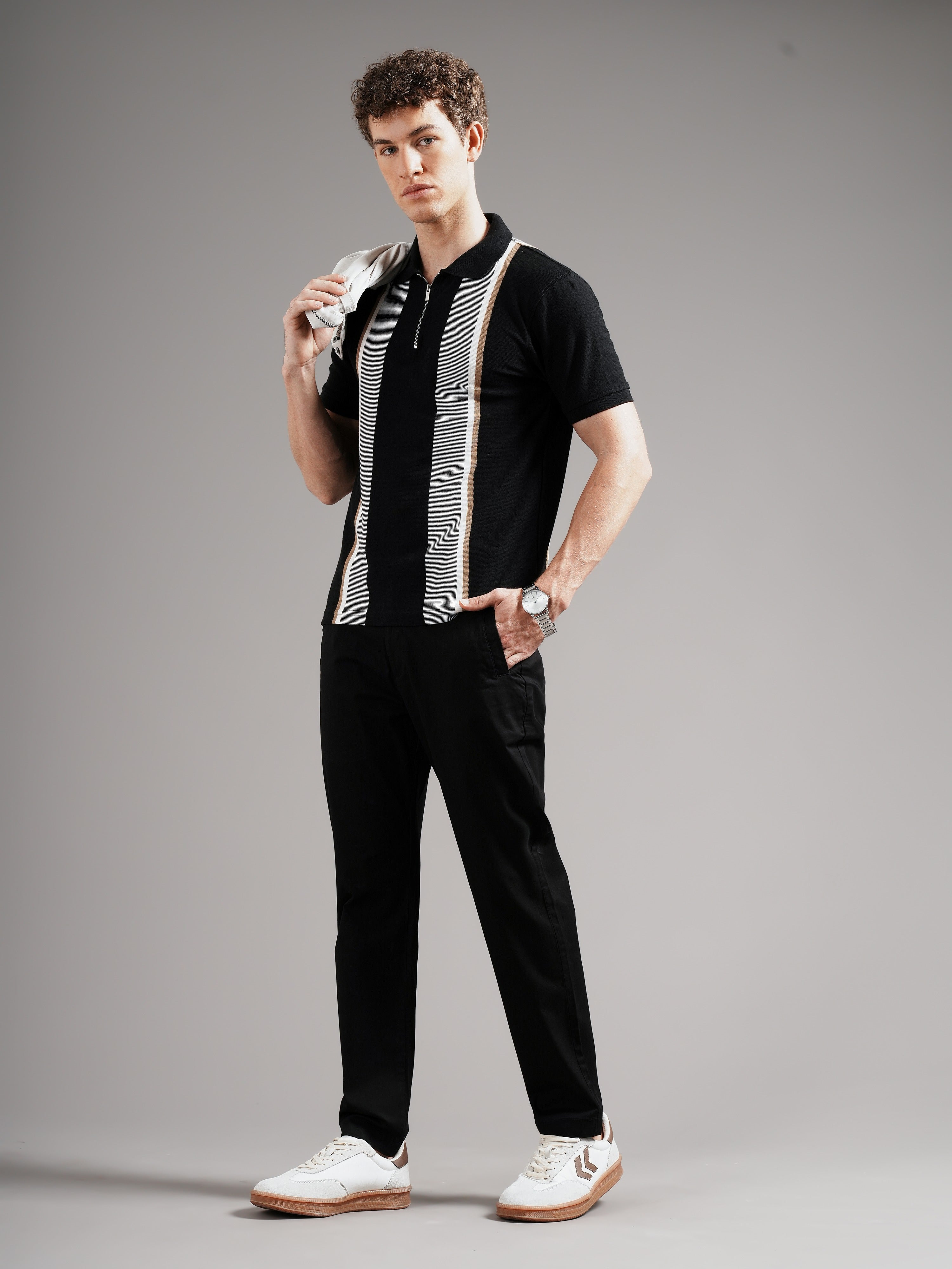Men Black Tailored Fit Trousers