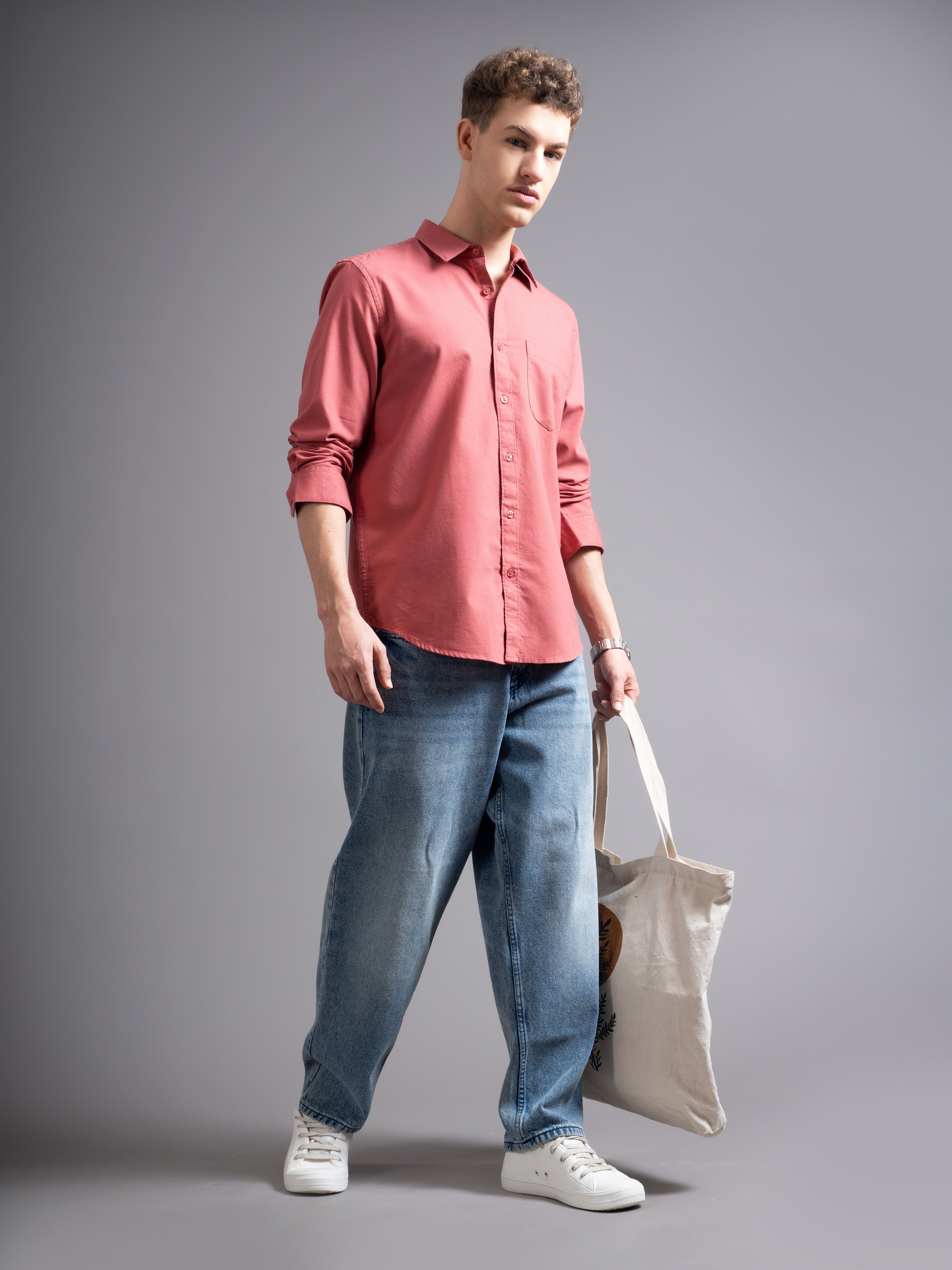 Men Pink Casual Shirt