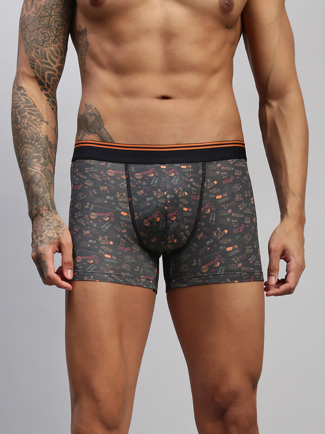 Men Black Modal Printed Trunks