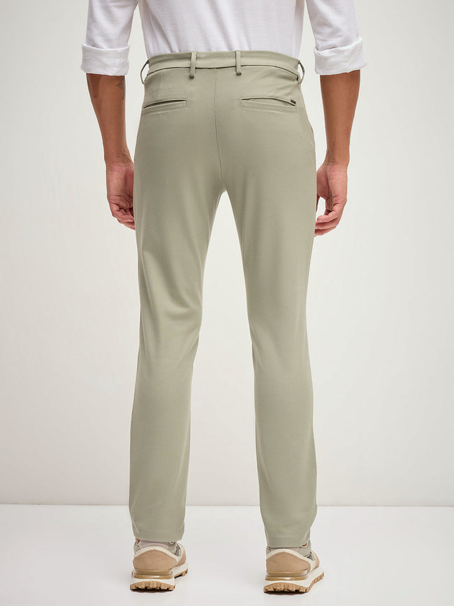 Men Green 4 Way Stretch Formal Trouser