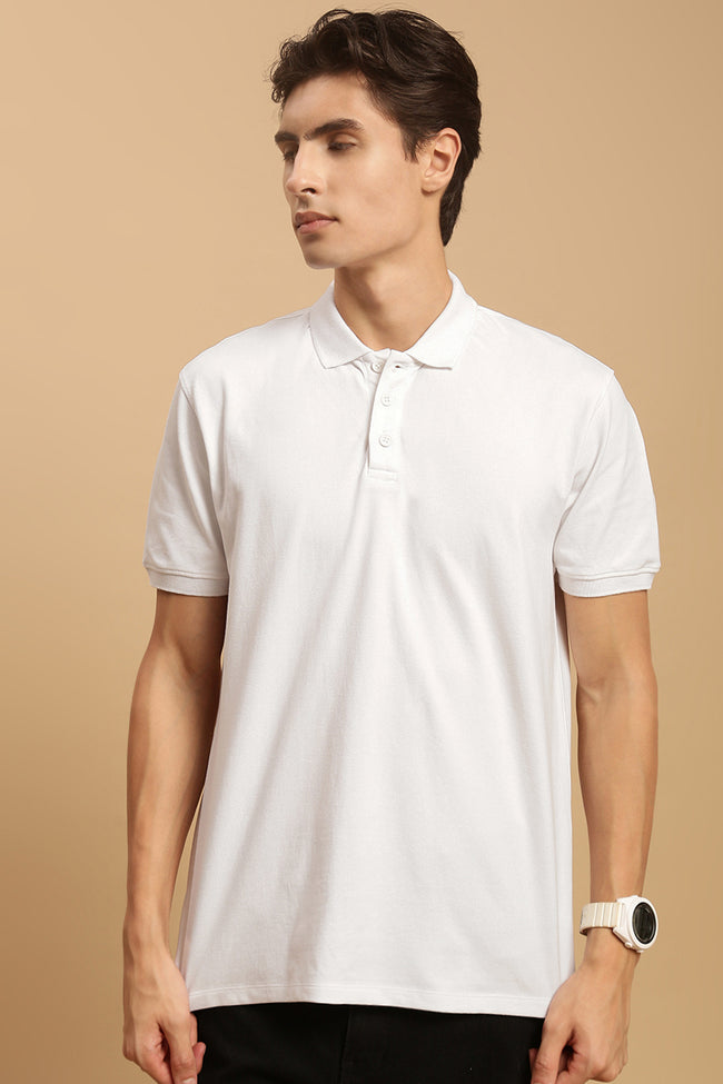 Men White Half Sleeve T-Shirt