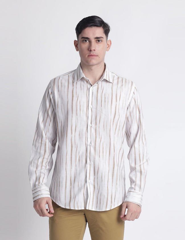 Men Stripes Design Full Sleeve Printed Casual Shirt