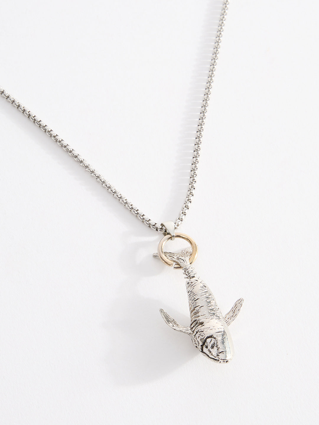Men Metal chain with Fish pendant and lobster clasp closure
