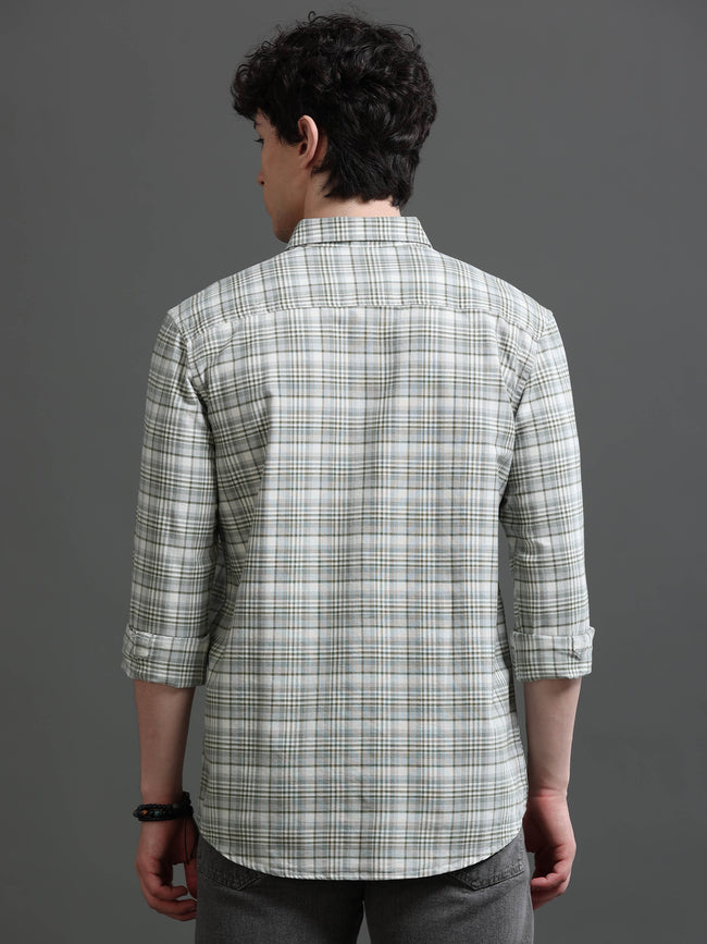 Men Green Check Shirt