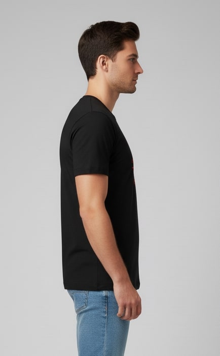 Men Printed Black Cotton Tshirt