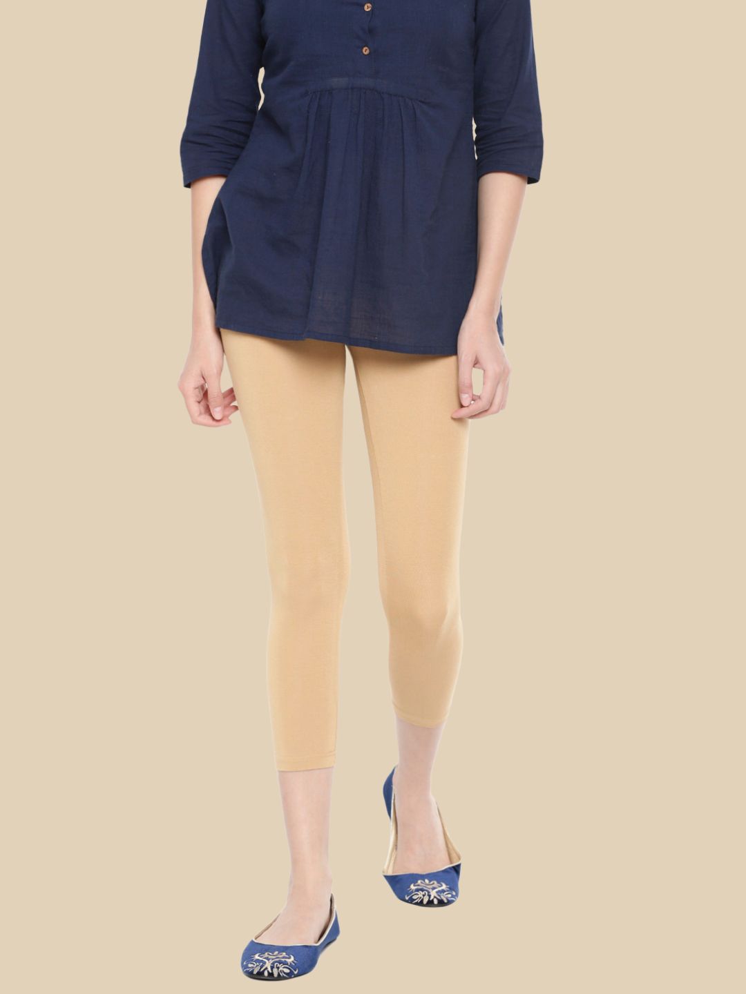 Women Beige Casual Leggings