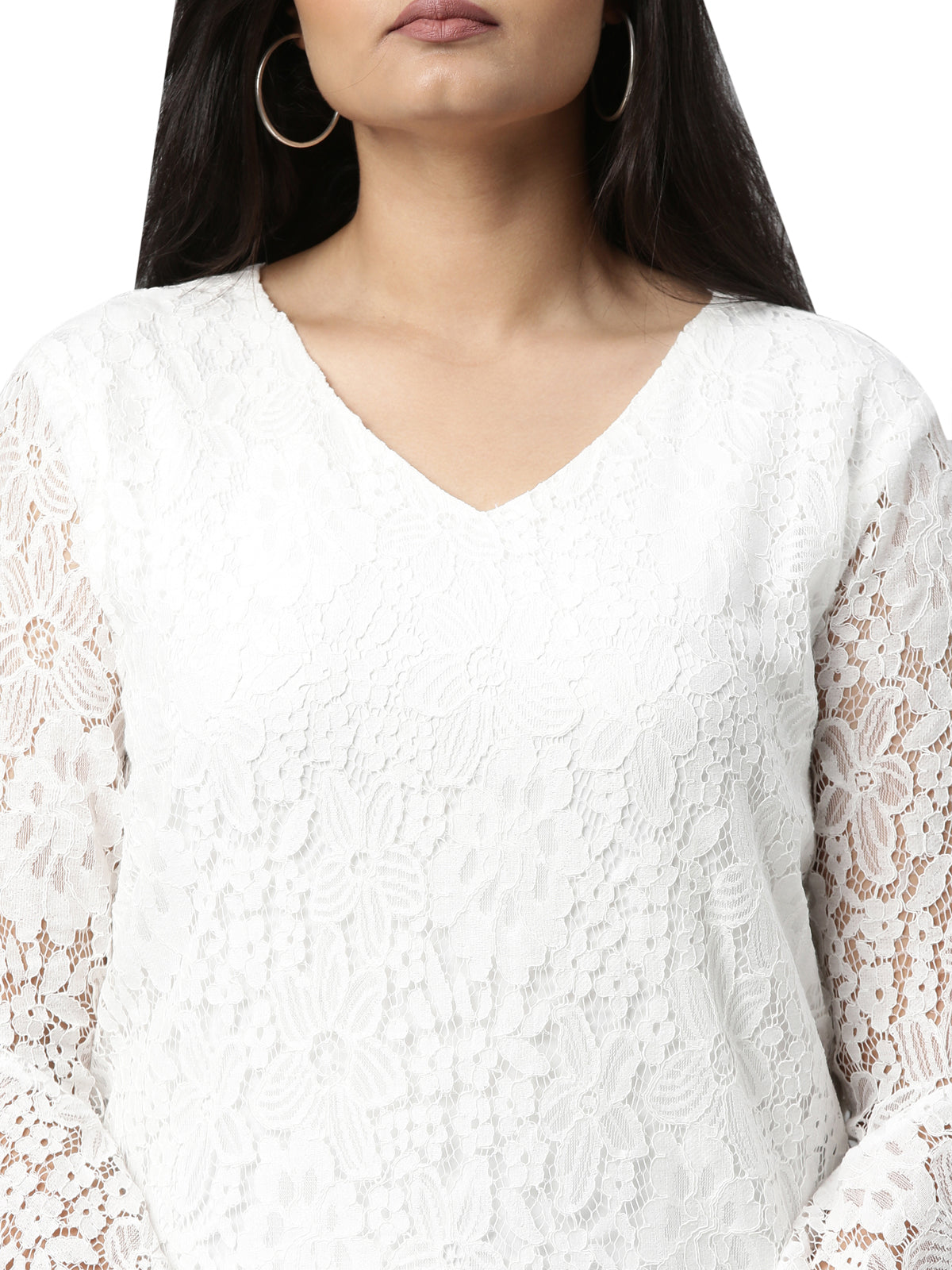 Women White Lace Top