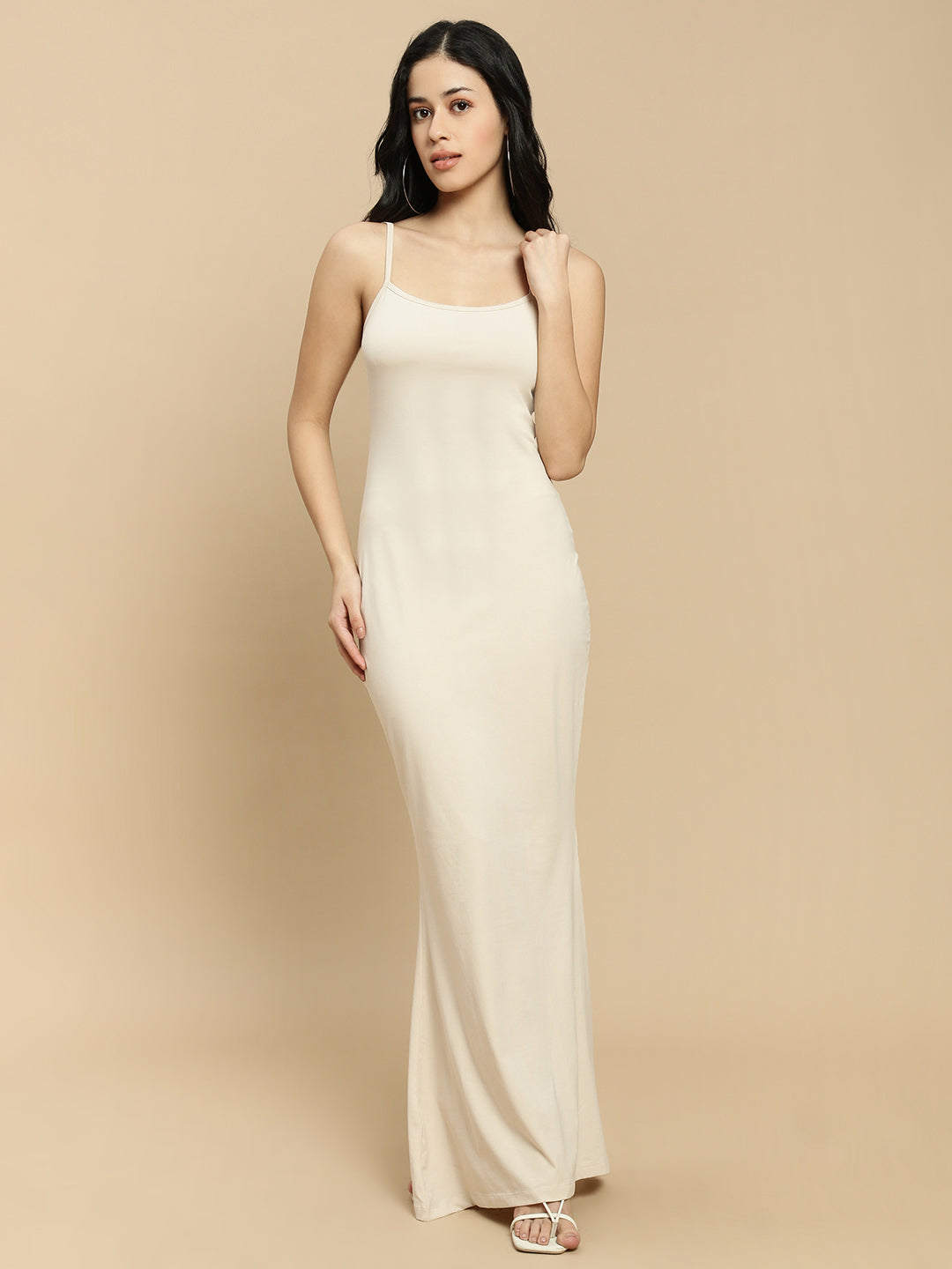 Women Beige Sleeveless Dress