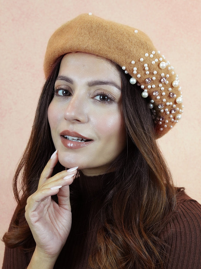 Beret with Pearls & Crystals