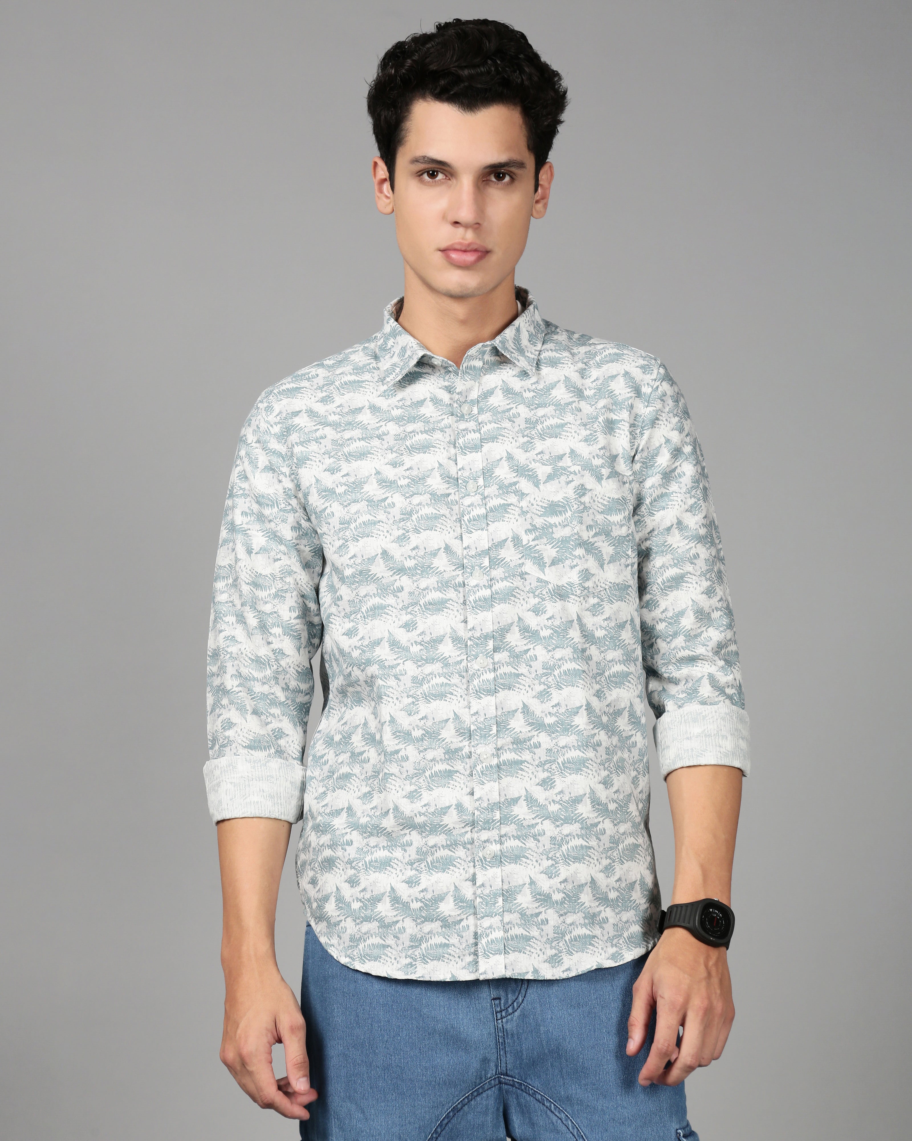 Men Blue Printed Shirt