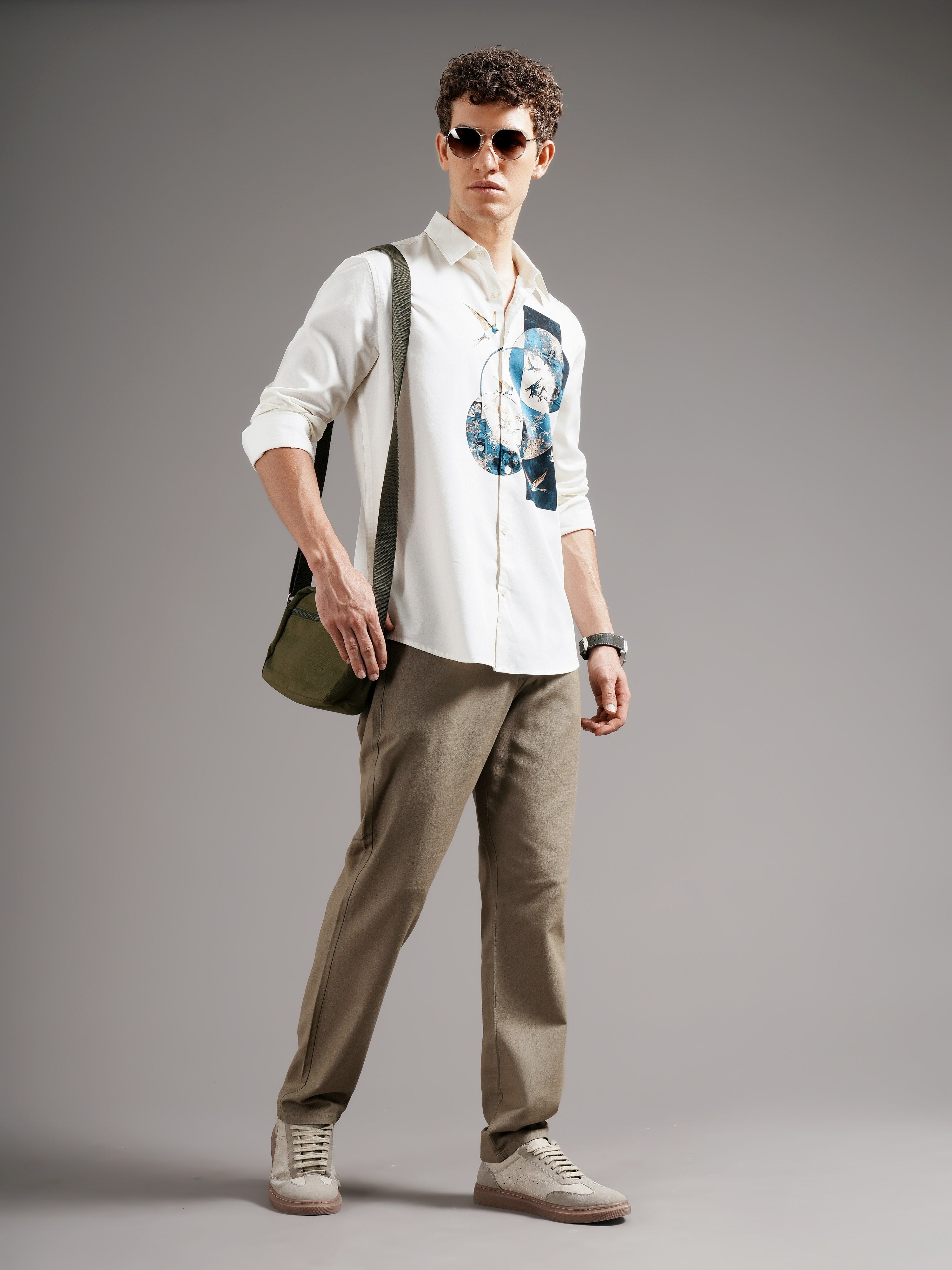 Men Olive Tailored Fit Trousers