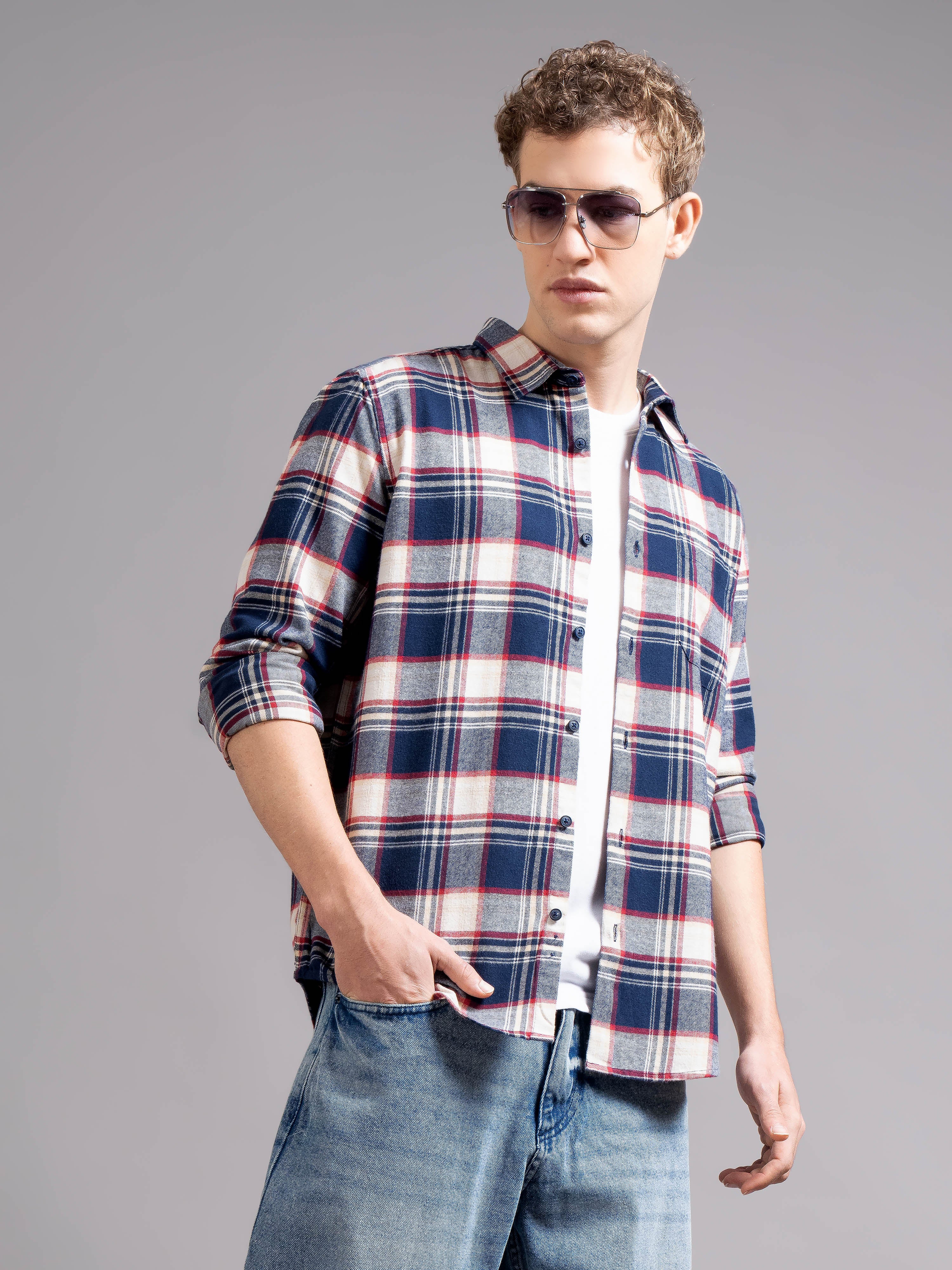 Men Multi Flannel Checked Shirt