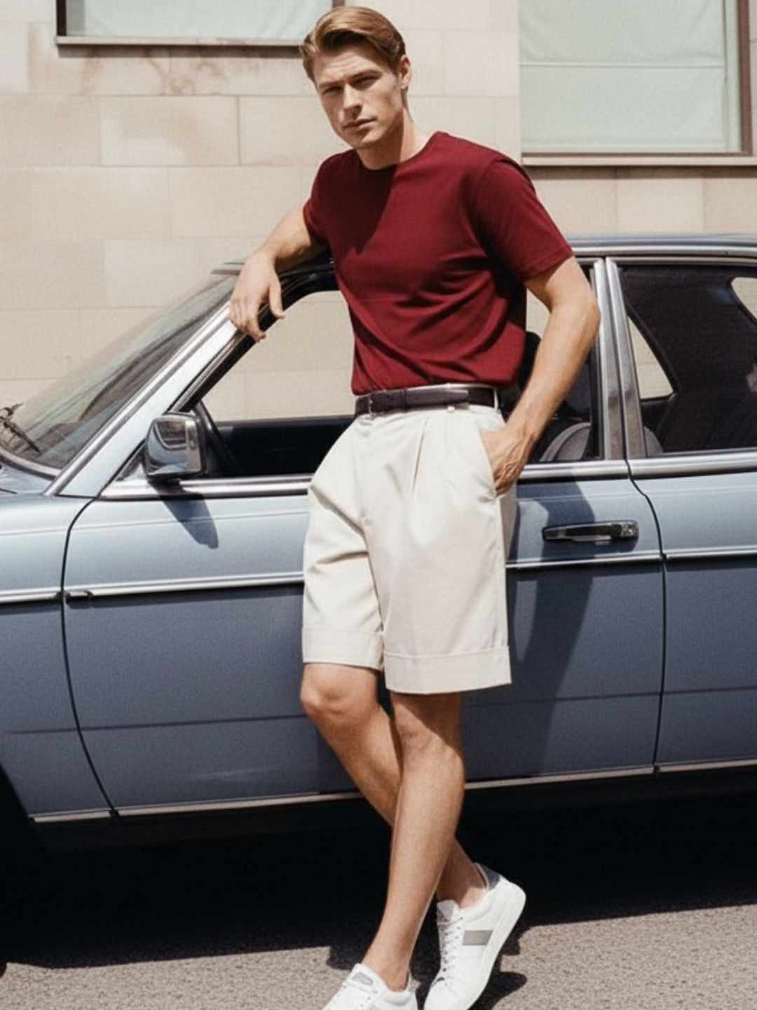 Men Maroon Solid Cotton T-shirt