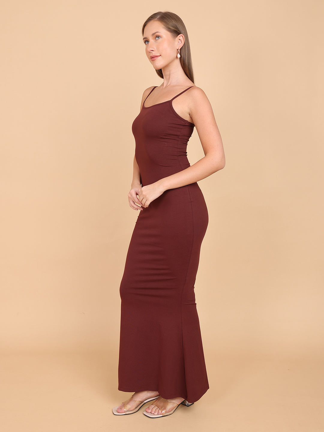 Women Brown Cami Maxi Dress