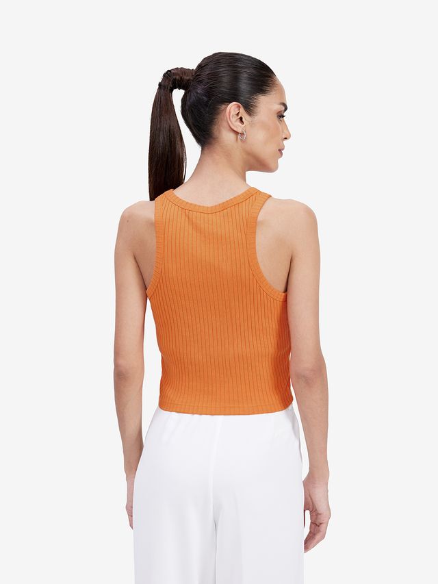 Women Orange Crop Tank Top