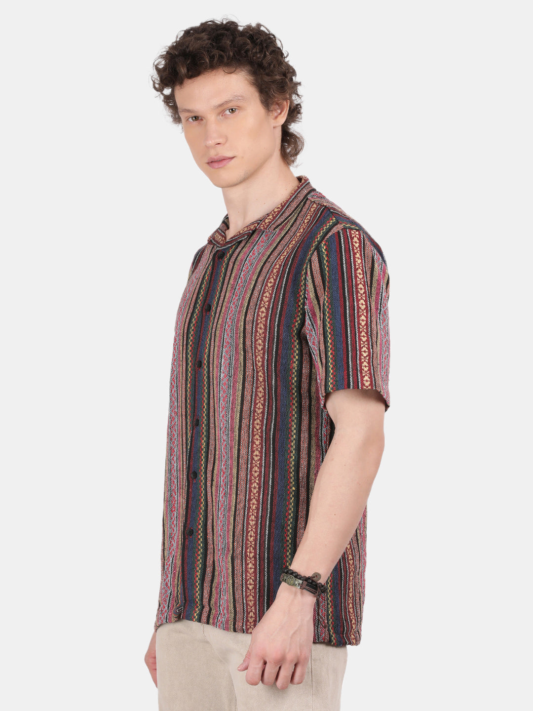 Men Pink Slim Fit Spread Collar Half Sleeve Casual Shirt