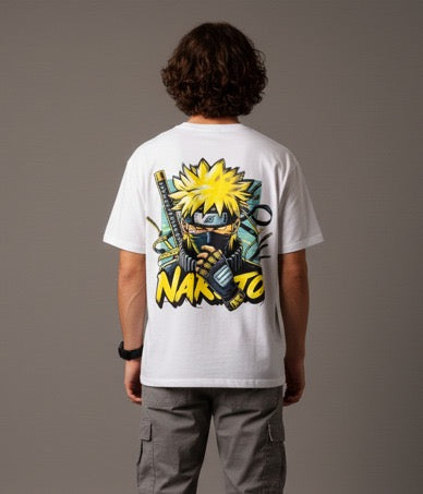 Men White Graphic Cotton Oversized T-Shirt