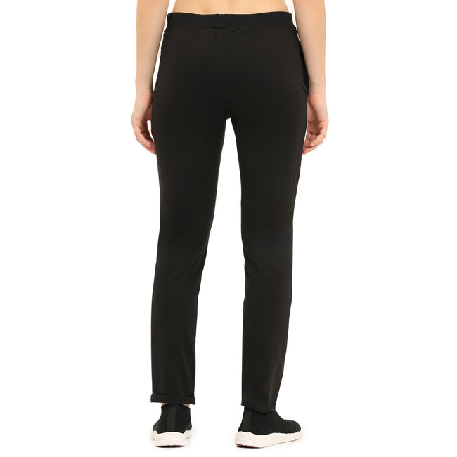 Women Black Ankle Length Track Pant