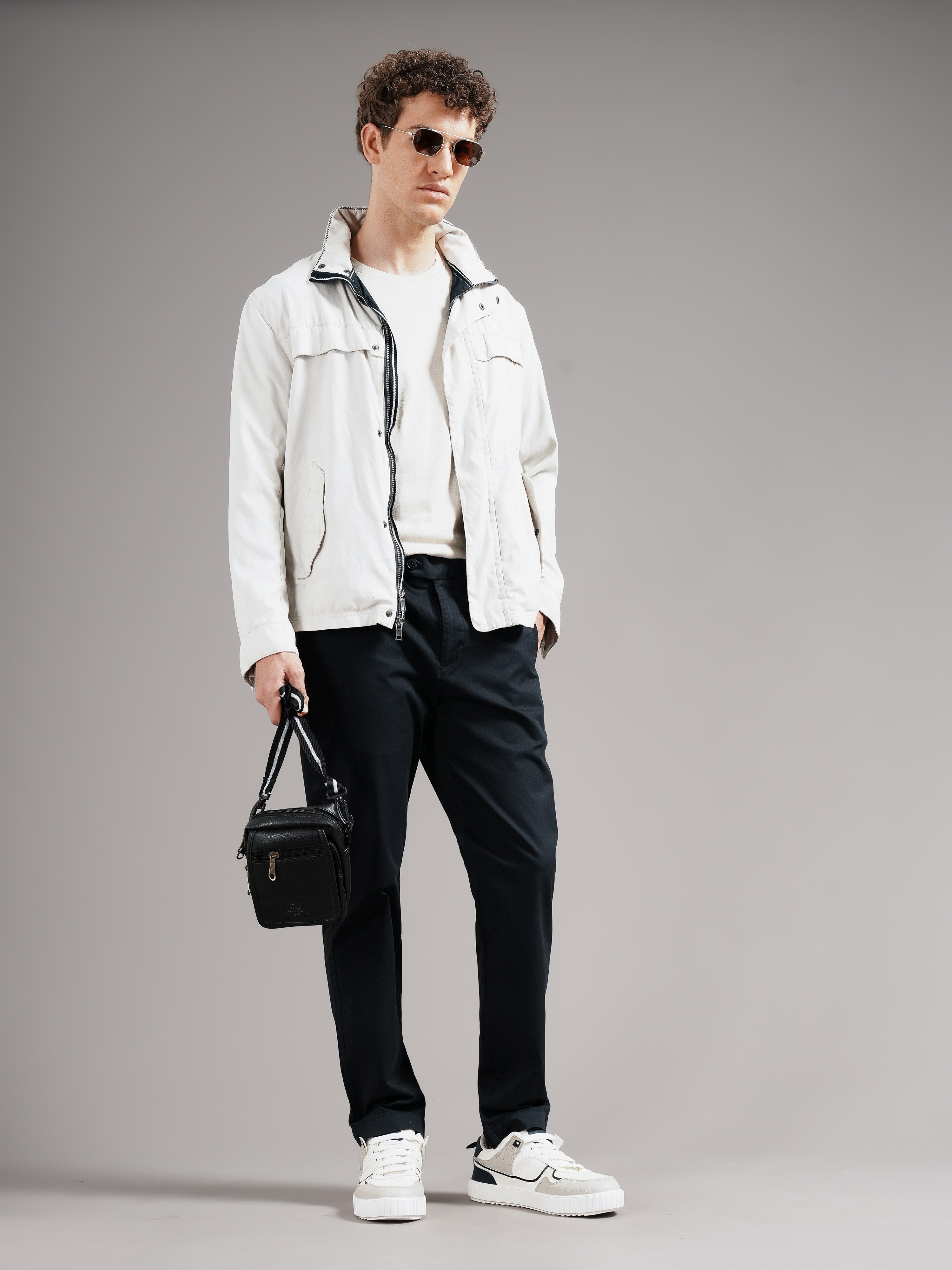Men Grey Tailored Fit Trousers