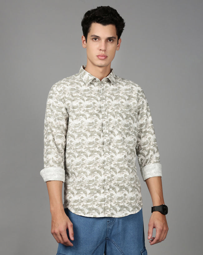 Men Green Printed Shirt
