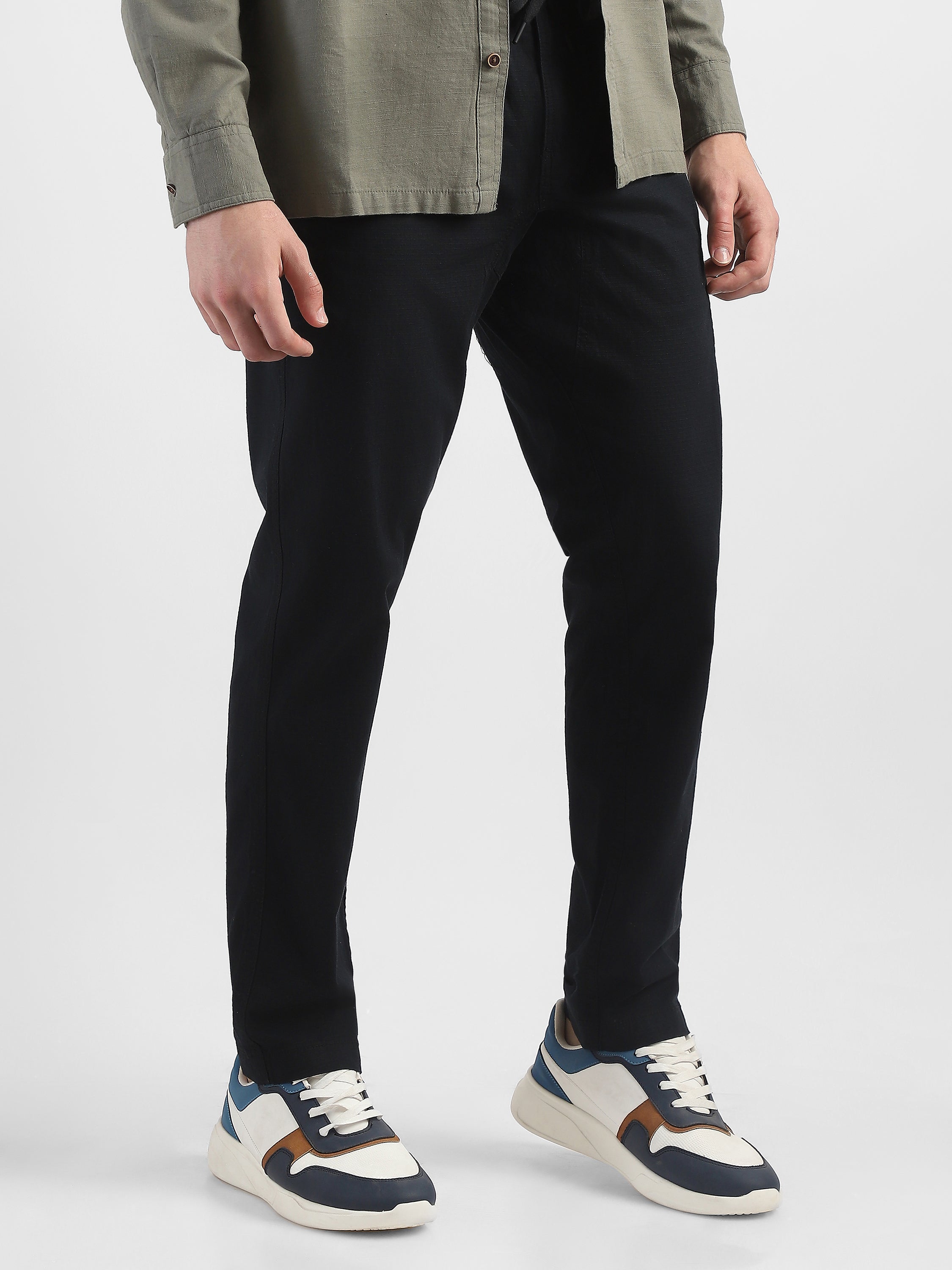 Men Black Jogger with 5 Pockets Elasticated Waist