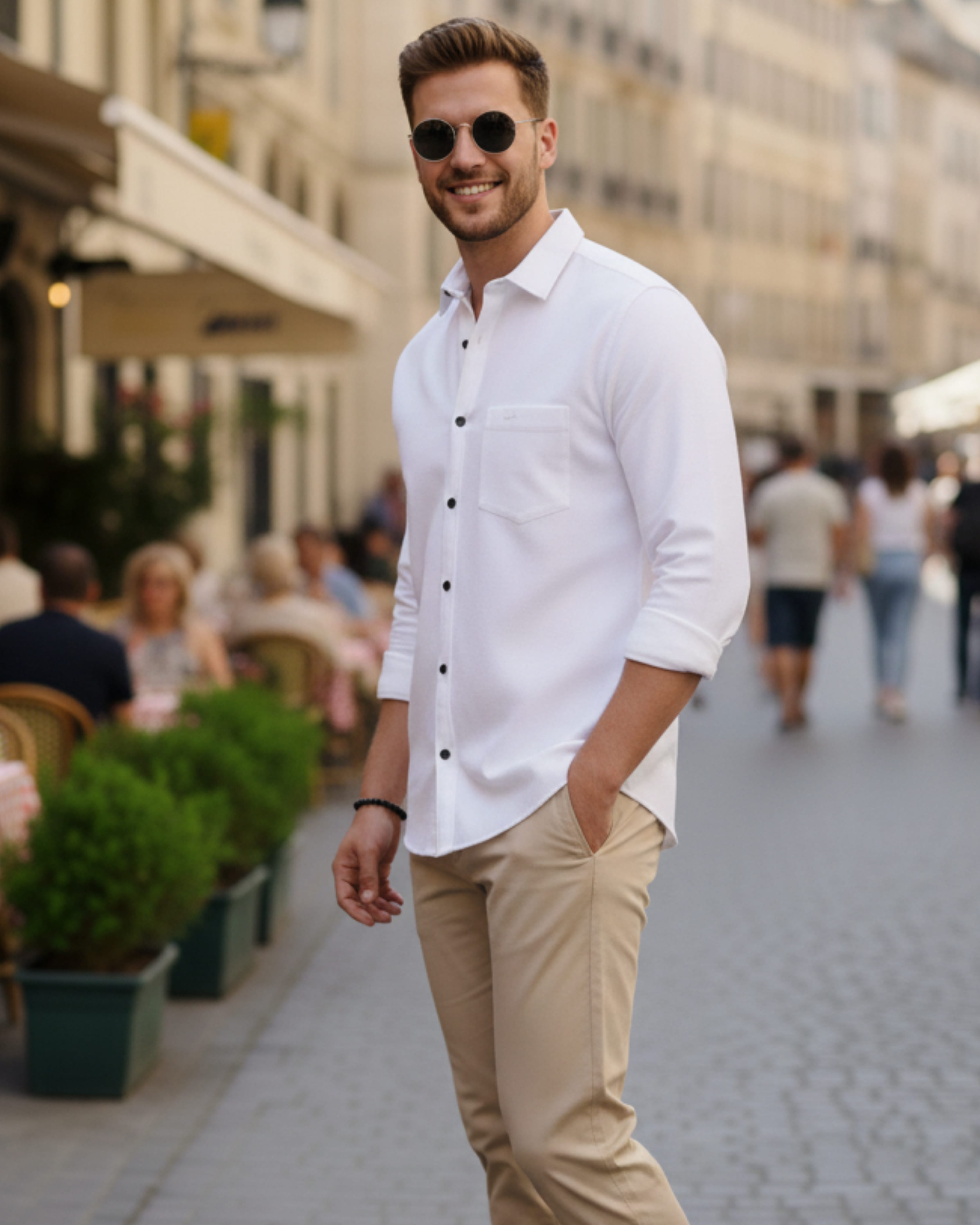 Men White Oversized Corduroy Shirt
