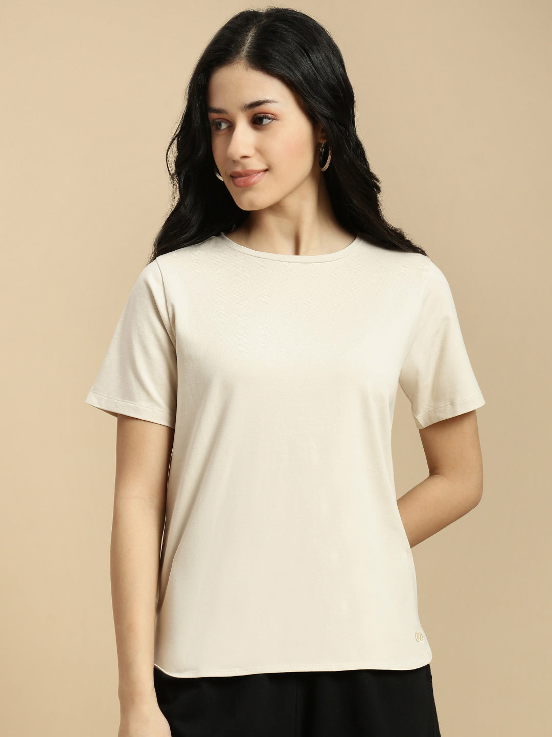 Women Beige Half Sleeve Top