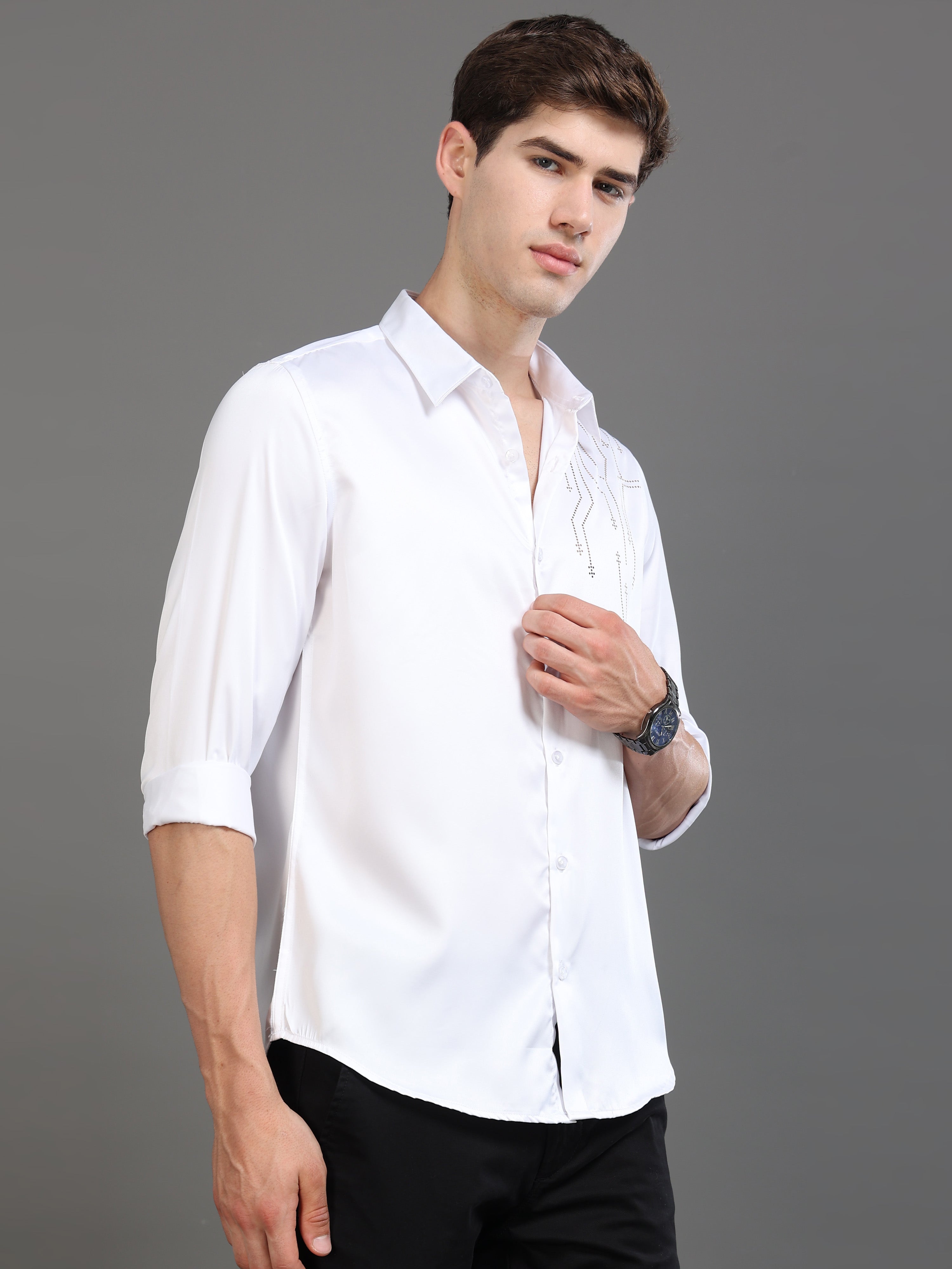 Men White Printed Shirt