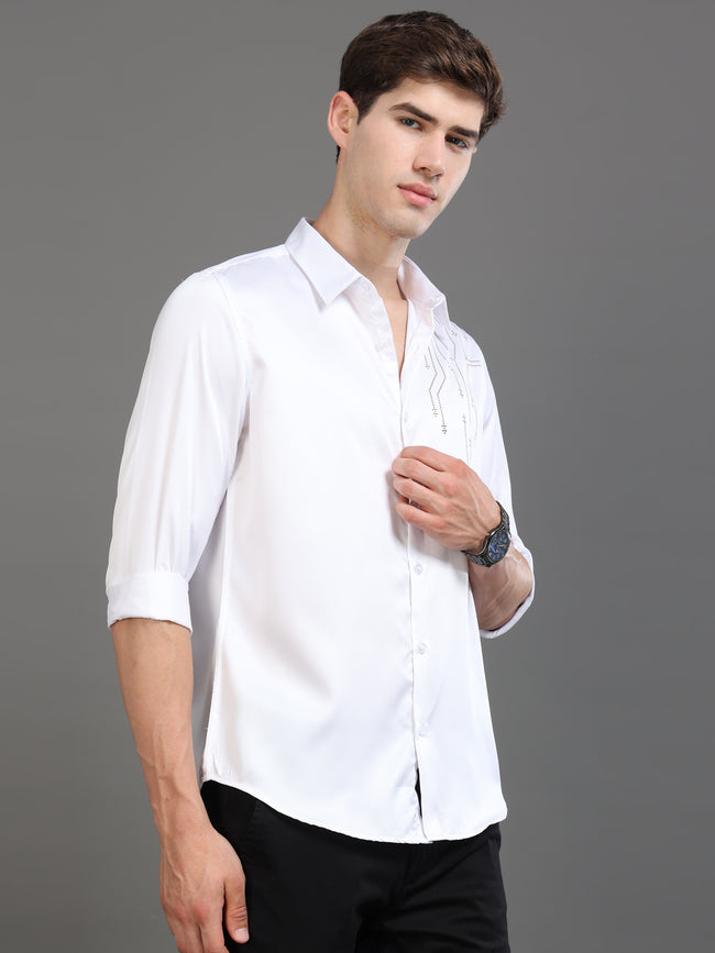 Men White Printed Shirt