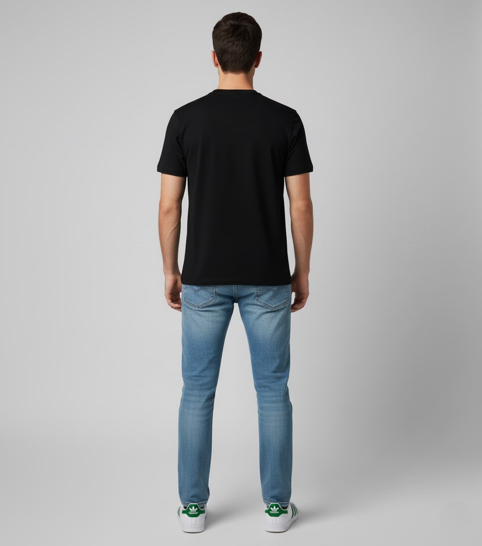 Men Printed Black Cotton Tshirt