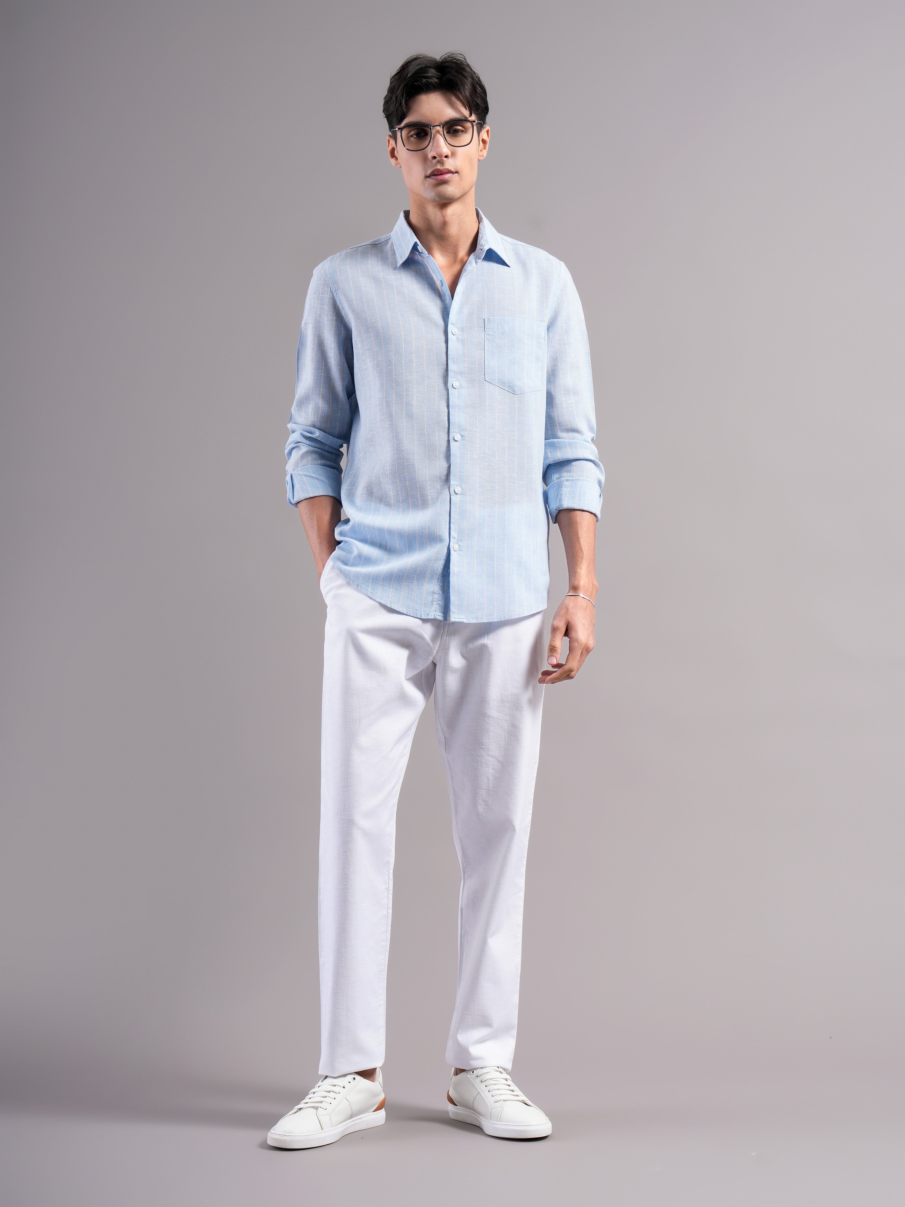 Men Lyocell Striped Shirts