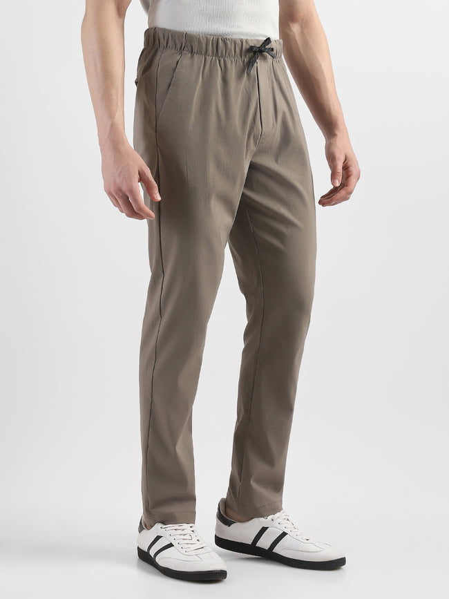 Men Brown Polyester Blend Pants