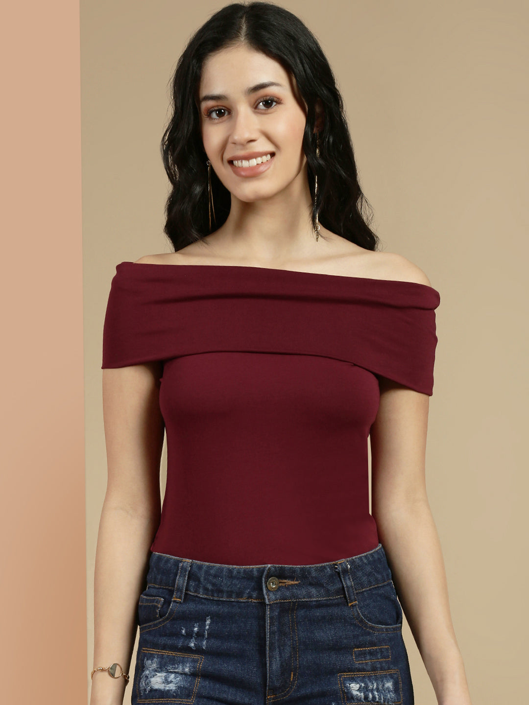 Women Burgundy Sleeveless Top