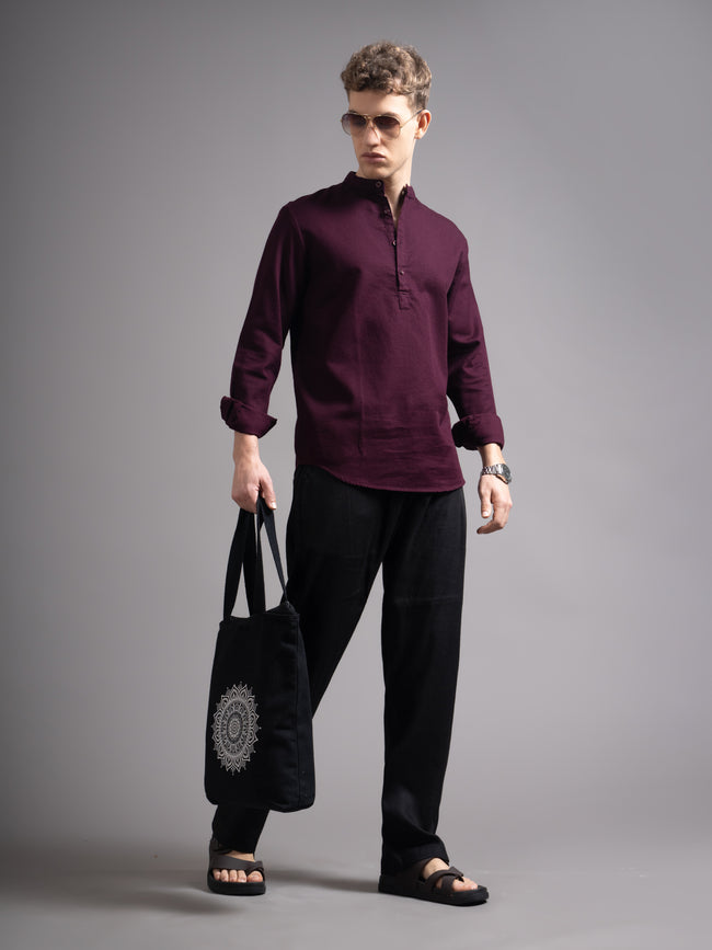Men Burgundy Kurta Shirt