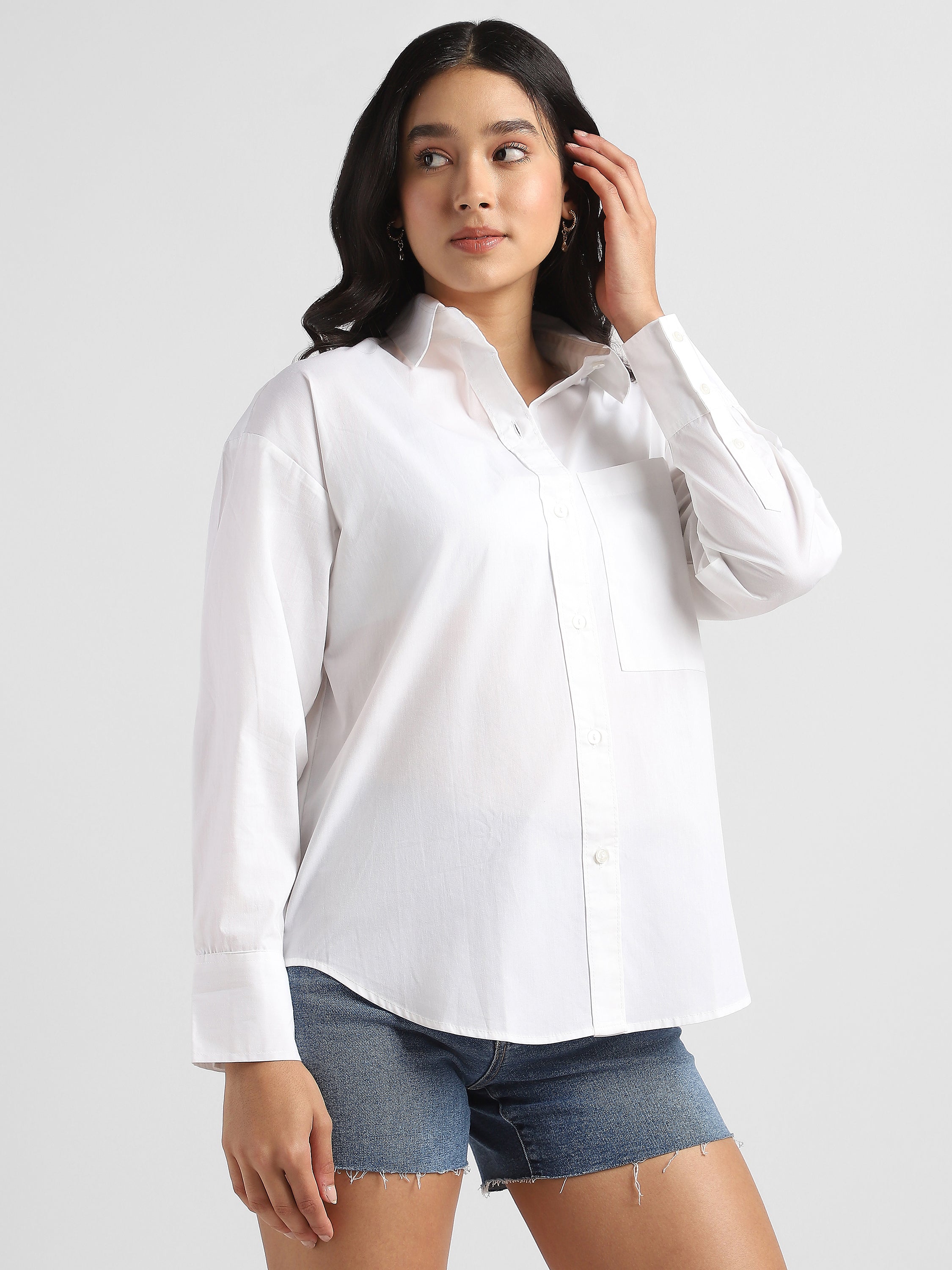Women White Shirt with Pocket