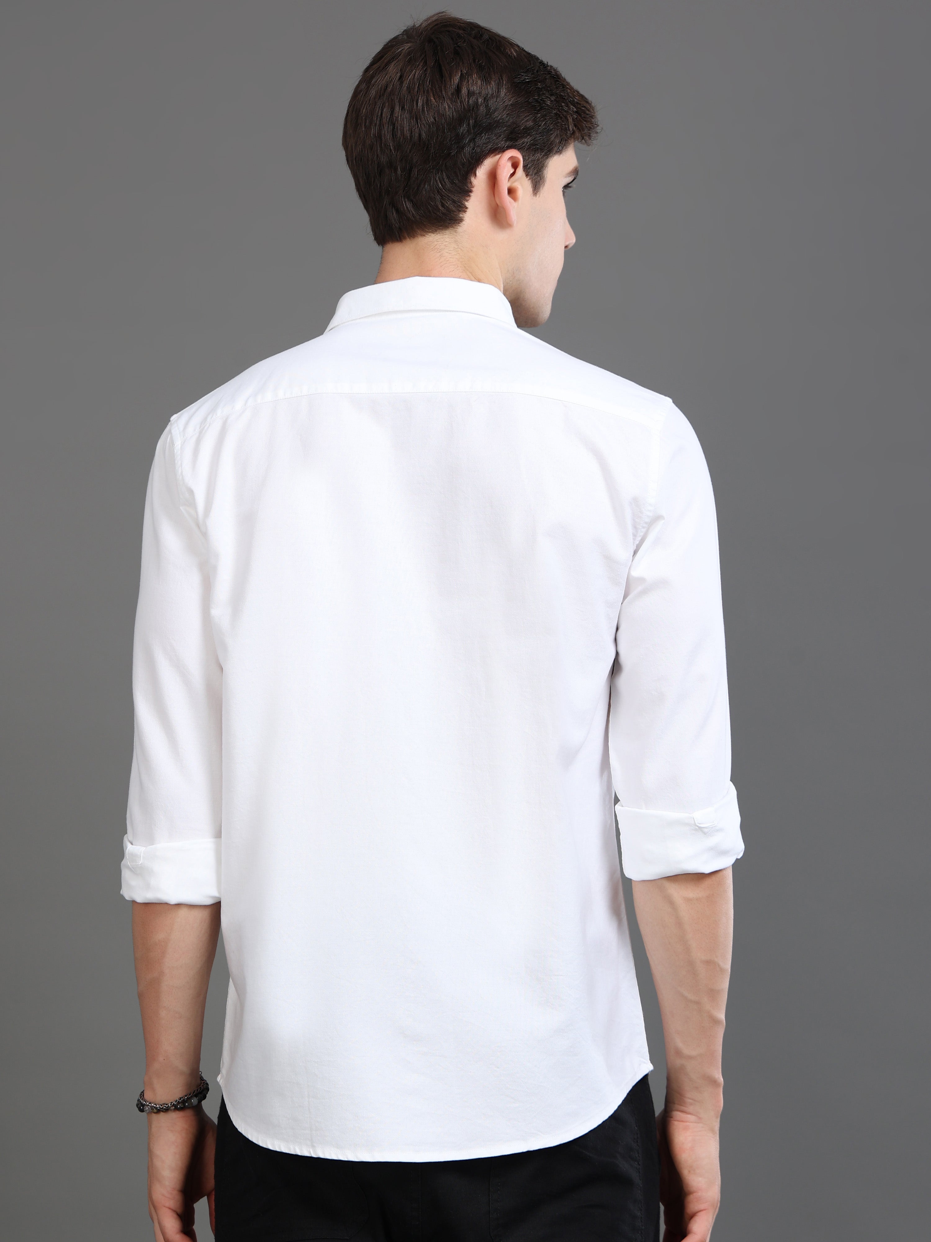 Men White Plain Shirt