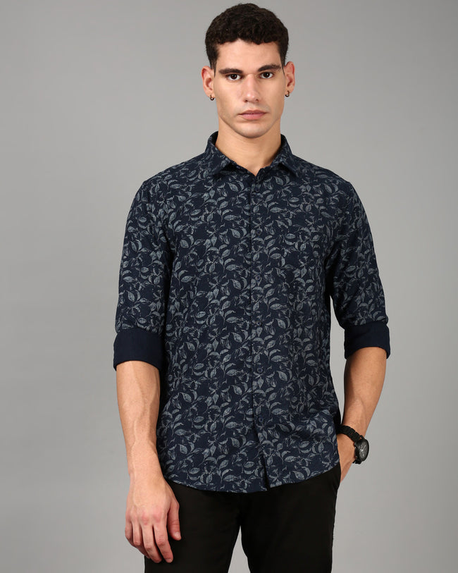 Men Navy Slim Fit Shirt