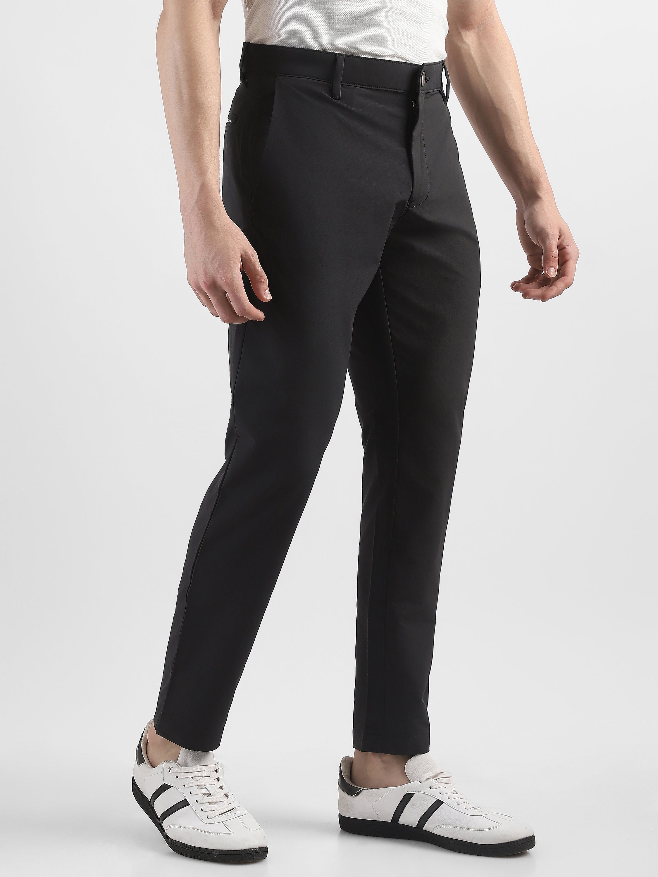 Men Black Slim Fit Formal Trouser