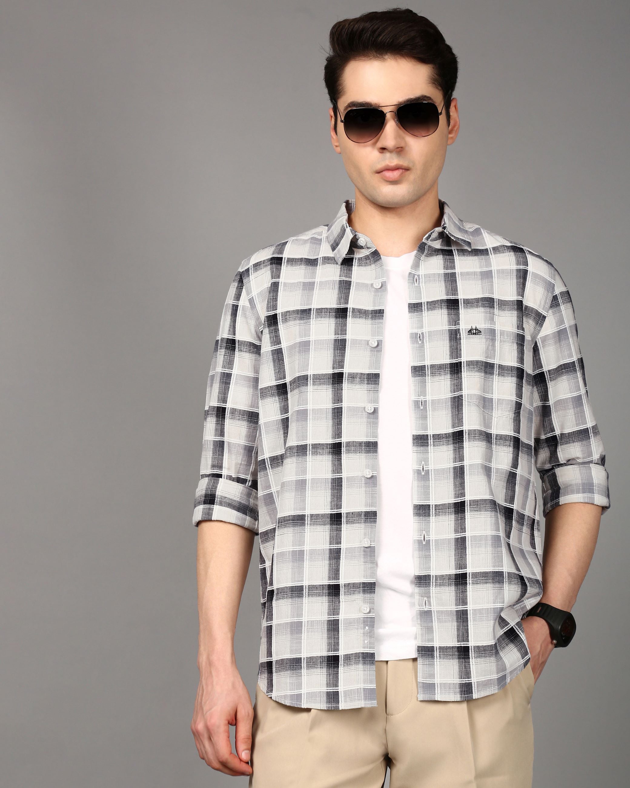 Men Multi Checked Cotton Shirt