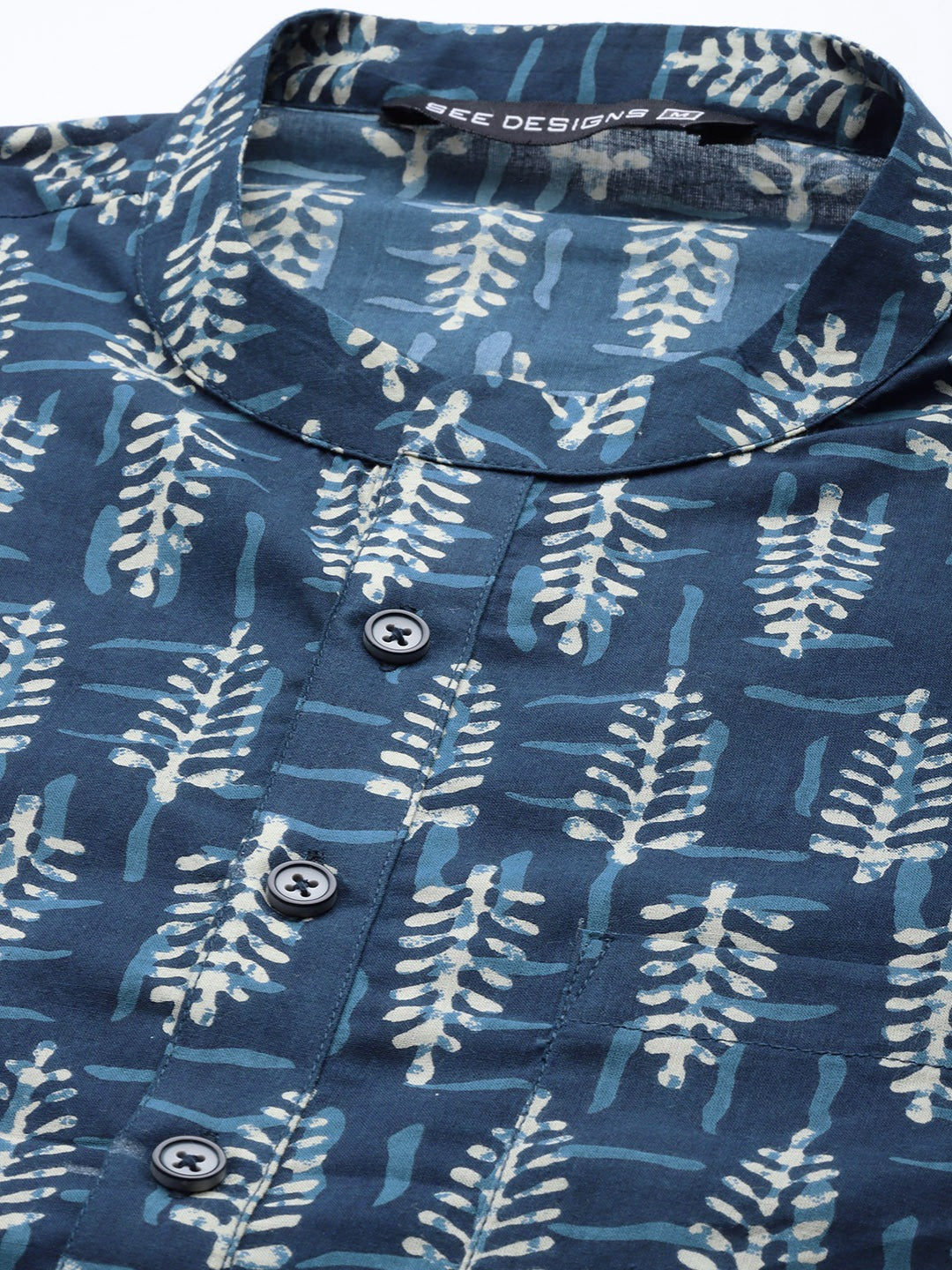 Men Blue & Beige Kurta