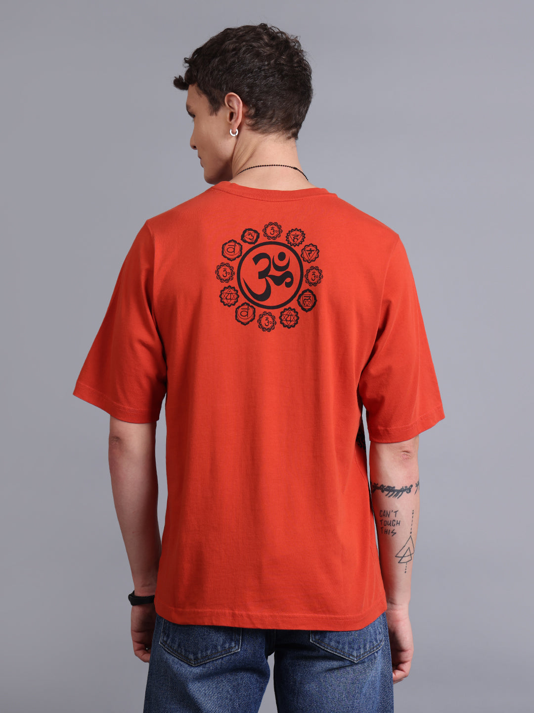 Men Rust Cotton Oversized T-Shirt